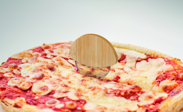 Logo trade promotional item photo of: Round bamboo pizza cutter