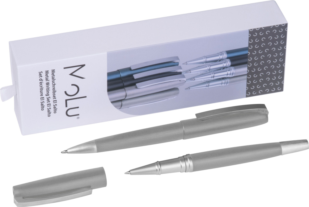 Logo trade business gifts image of: Metal writing set El Salto MoLu