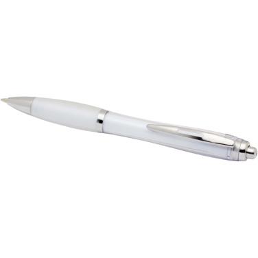 Logo trade business gift photo of: Nash RCS recycled plastic ballpoint pen with coloured barrel and grip (blue ink)