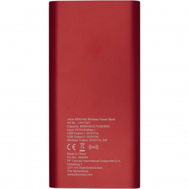 Logo trade reklaamtoote pilt: Juice 8000mAh juhtmevaba toitepank