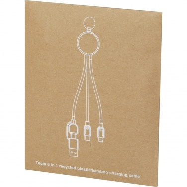 Logo trade meene pilt: Tecta 6-in-1 taaskasutatud plastikust/bambusest laadimiskaabel võtmerõngaga