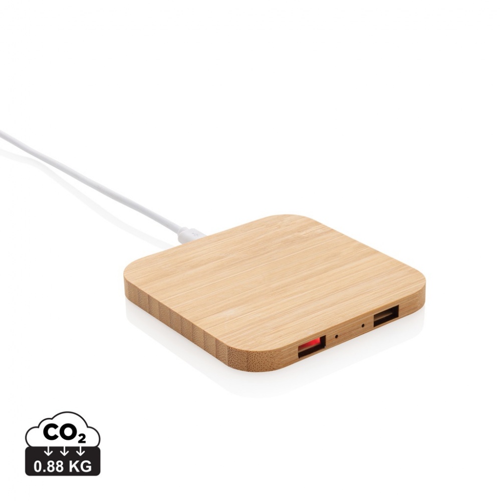 Logotrade meene foto: Bambusest 5W juhtmevaba laadija USB-ga