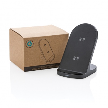 Logo trade reklaamtoote pilt: RCS taaskasutatud plastist topeltpooliga juhtmevaba alus 15W