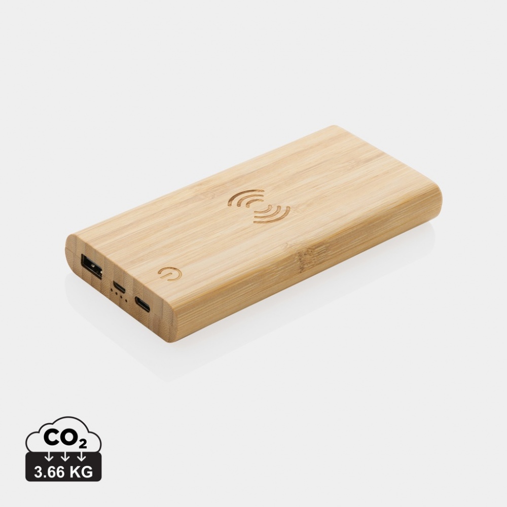 Logotrade reklaamkingitused pilt: Bambusest 8000 mAh 5W juhtmevaba akupank