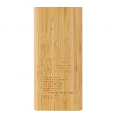 Logotrade firmakingi foto: Bambusest 8000 mAh 5W juhtmevaba akupank