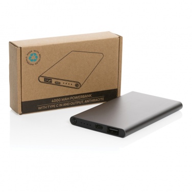 Logotrade ärikingituse foto: RCS-i taaskasutatud plastist/alumiiniumist 4000 mah C-tüüpi akupank
