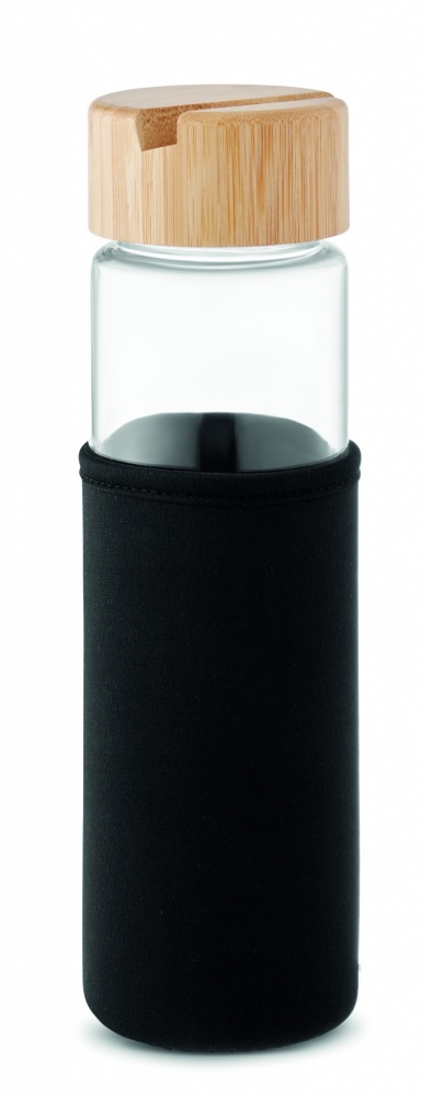 Logotrade meened pilt: Klaaspudeli bambusest kaas 600ml