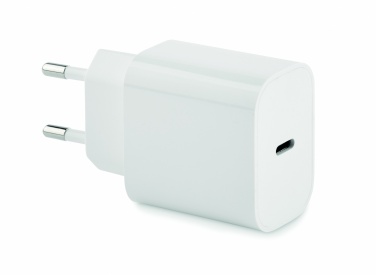 Logotrade reklaamtoote foto: 20W 2-pordiline USB-laadija EU pistik