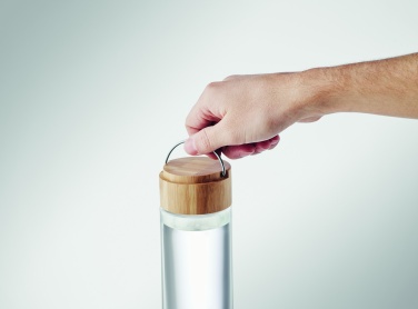 Logo trade reklaamtoote pilt: Klaaspudel 500ml bambusest kaas