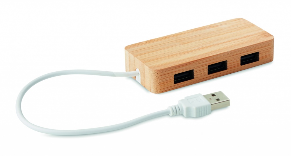 Logotrade firmakingituse foto: Bambusest USB 3 pordiga jaotur