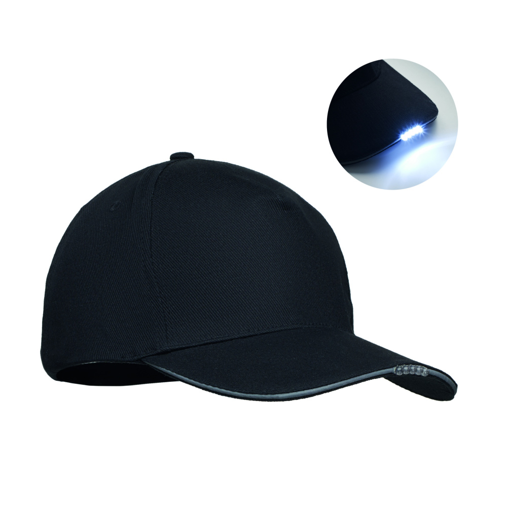 Logotrade firmakingid pilt: 5 paneeliga LED puuvillane müts 220gr/m²