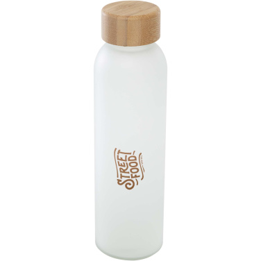 Logo trade reklaamtoote pilt: Lume 500 ml matt klaaspudel bambusest korgiga