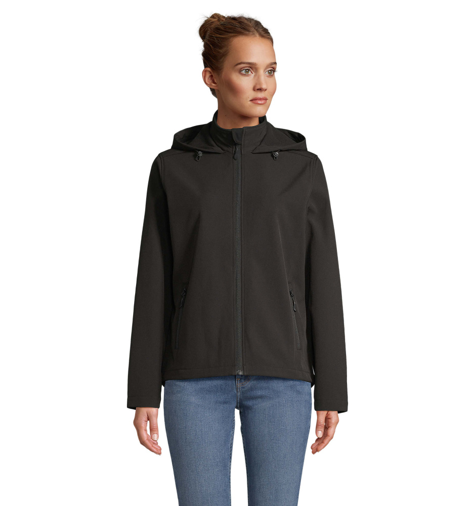 Logo trade firmakingi pilt: RACE naiste kapuutsiga softshell