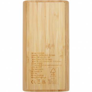 Logotrade mainoslahjat kuva: Tulda-varavirtalähde, 20,000 mAh, bambua