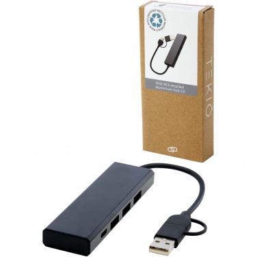 Logotrade mainoslahja ja liikelahja kuva: Rise RCS-kierrätetystä alumiinista valmistettu USB 2.0 -keskitin
