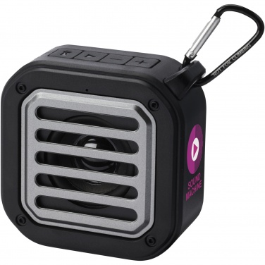 Logo trade liikelahjat mainoslahjat kuva: Solo 3 W:n IPX5 RCS -kierrätetystä muovista valmistettu, aurinkoenergialla toimiva Bluetooth®-kaiutin jousihaalla 