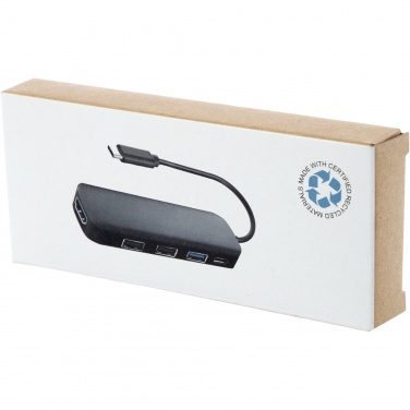 Logotrade liikelahja mainoslahja kuva: Loop RCS -kierrätetystä muovista valmistettu multimediasovitin USB 2.0–3.0 HDMI -liitännällä