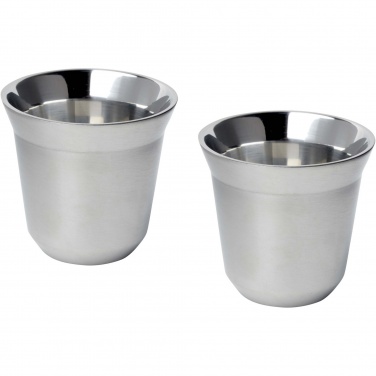 Logotrade liikelahja mainoslahja kuva: Duo 80 ml:n RCS-sertifioidusta ruostumattomasta teräksestä valmistettu espressomukisarja 