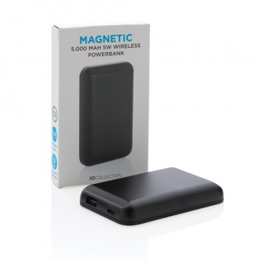 Logo trade mainoslahja ja liikelahja tuotekuva: Magneettinen 5000mAh 5W langaton virtapankki
