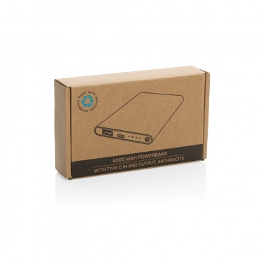 Logo trade mainoslahja kuva: 4000mAh virtapankki USB-C:llä RCS muovista/alumiinista
