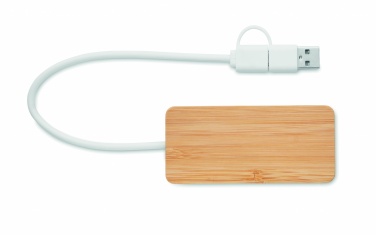 Logo trade liikelahja mainoslahja tuotekuva: 3 portin USB-keskitin bambua