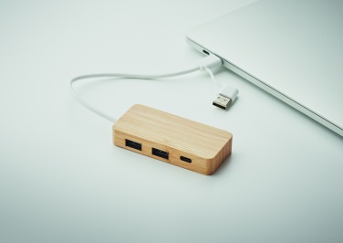 Logotrade mainostuotet kuva: 3 portin USB-keskitin bambua