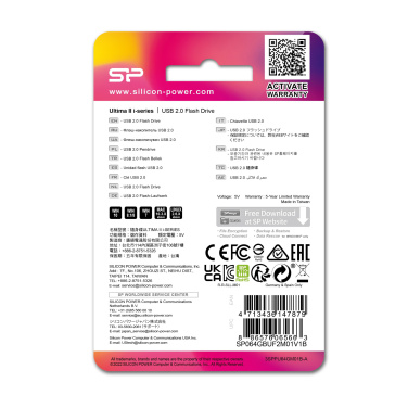 Logo trade liikelahja mainoslahja tuotekuva: Pendrive Silicon Power Ultima II i-sarja 2.0