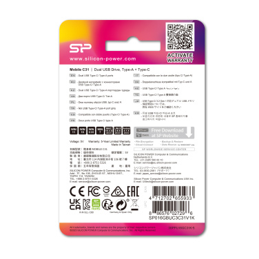 Logo trade mainostuotet tuotekuva: Pendrive USB/type - C Silicon Power Mobile C31 3.0 OTG