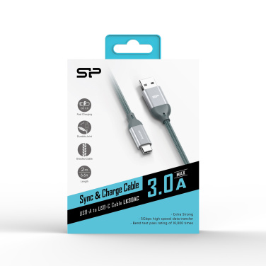 Logotrade liikelahjat kuva: Nailoninen tiedonsiirtokaapeli LK30 Type - C Quick Charge 3.0