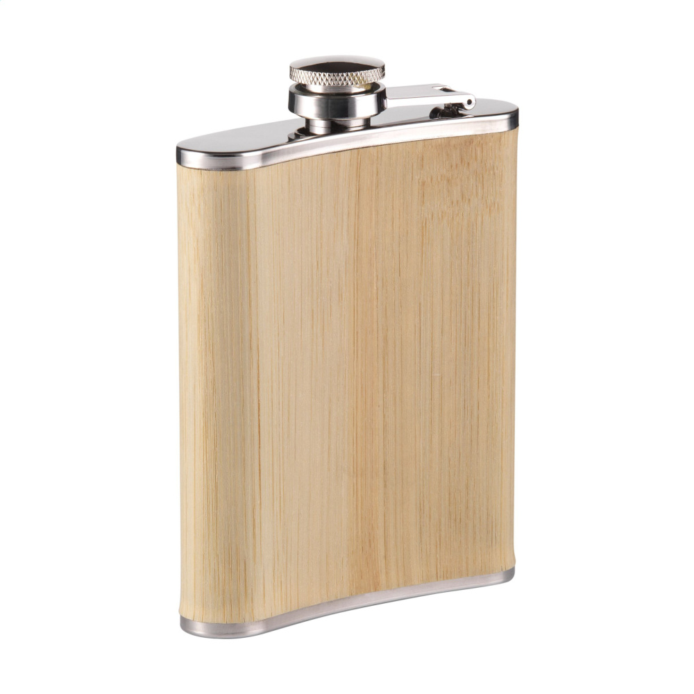 Logo trade liikelahja kuva: Hipflask Bamboo 200 ml juomapullo