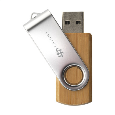 Logo trade liikelahjat mainoslahjat kuva: USB Twist Bamboo varastossa 8 Gt