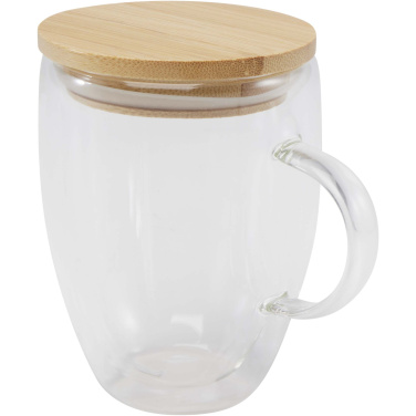 Logotrade liikelahjat mainoslahjat tuotekuva: Leona 350 ml:n lasikuppi bambukannella