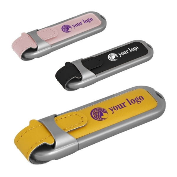 Logo trade mainostuotet tuotekuva: Nahkainen USB-tikku