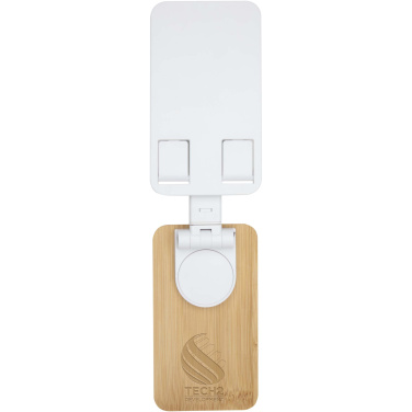 Logotrade liikelahja tuotekuva: Alfirk kierrätetystä muovista valmistettu kokoontaitettava pöytäpuhelinjalusta bambuyksityiskohdilla