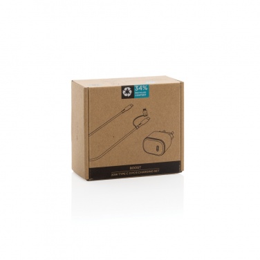 Logotrade reklaminės dovanos nuotrauka: Boost RCS reycled PET 20W tipo C 2 vnt įkrovimo rinkinys