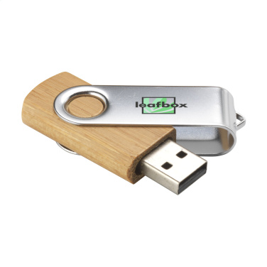 Logotrade firminės dovanos nuotrauka: USB Twist Bamboo iš sandėlio 32 GB