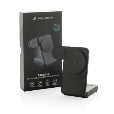 Logotrade verslo dovanos nuotrauka: Urban Vitamin Arcadia RCS plastikinis 15W 3in1 magnetinis įkroviklis