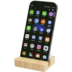 „Algol“ perdirbto plastiko telefono stovas ir žaislas-juodas fidget'as su bambuko detalėmis