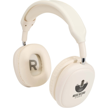 Logotrade verslo dovanos nuotrauka: „Alzir“ perdirbto plastiko belaidės „Bluetooth®“ ausinės, dedamos ant ausies