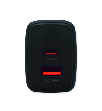 Logotrade reklaminės dovanos nuotrauka: ES 2 polių sieninis adapteris / įkroviklis