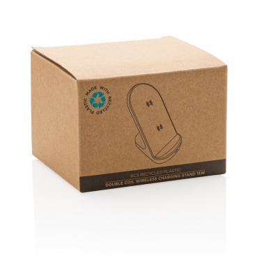 Logotrade korporatīvās dāvanas foto: RCS otrreizējās pārstrādes plastmasas dubultās spoles bezvadu statīvs 15W