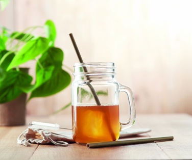 Logotrade biznesa dāvanas foto: Bambusa salmiņi ar otu maisiņā