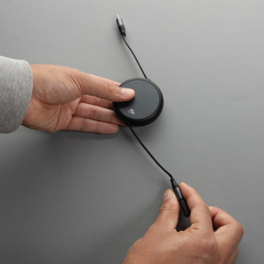 Logotrade korporatīvās dāvanas foto: Terra RCS pārstrādāta alumīnija ievelkams 240 W 2-in-1 kabelis