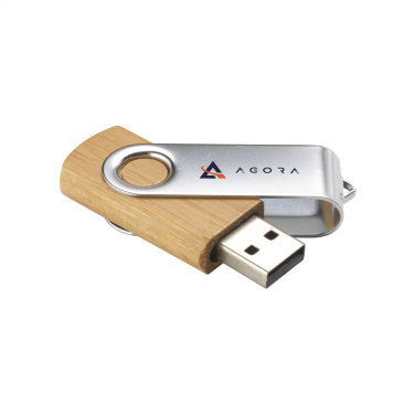 Логотрейд pекламные cувениры картинка: USB Twist Bamboo 16 ГБ