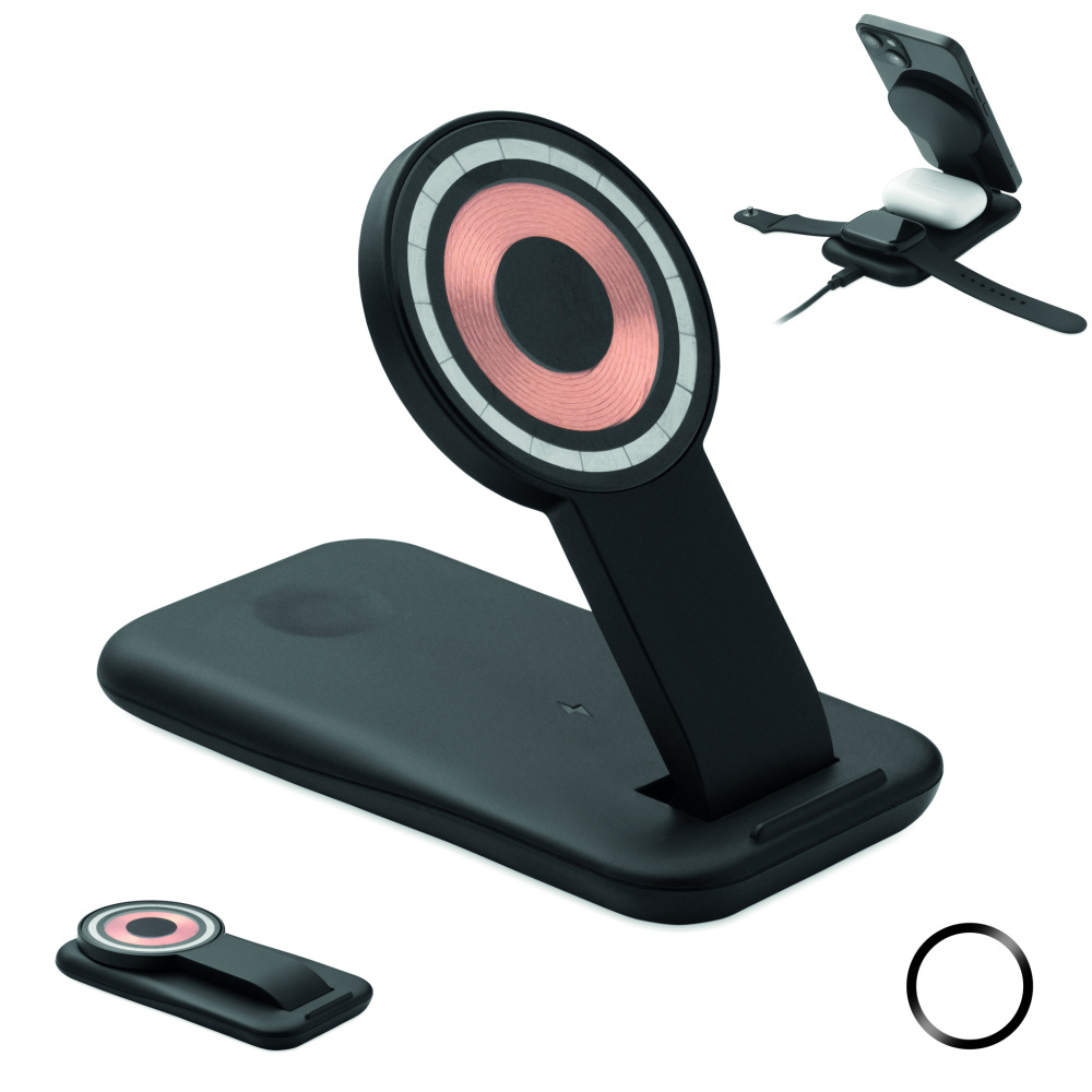 Лого трейд pекламные продукты фото: 3 in 1 wireless charger 15W