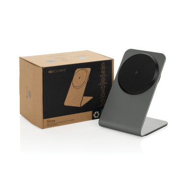 Лого трейд pекламные продукты фото: Магнитная подставка для телефона с беспроводной зарядкой Terra Aluminum мощностью 15 Вт