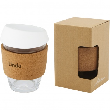 Logotrade presentreklam bild: Lidan 360 ml termos i borosilikatglas med korkgrepp och silikonlock