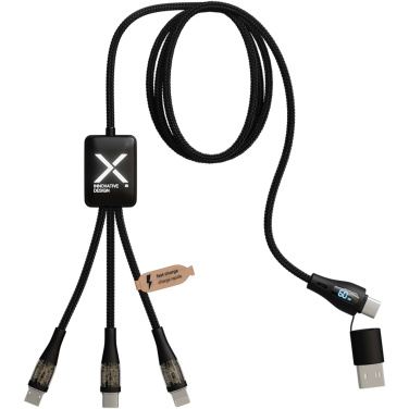 Logotrade profilreklam bild: SCX.design C51 supersnabb 5-i-1 rPET-laddningssladd på 60 W med skärm