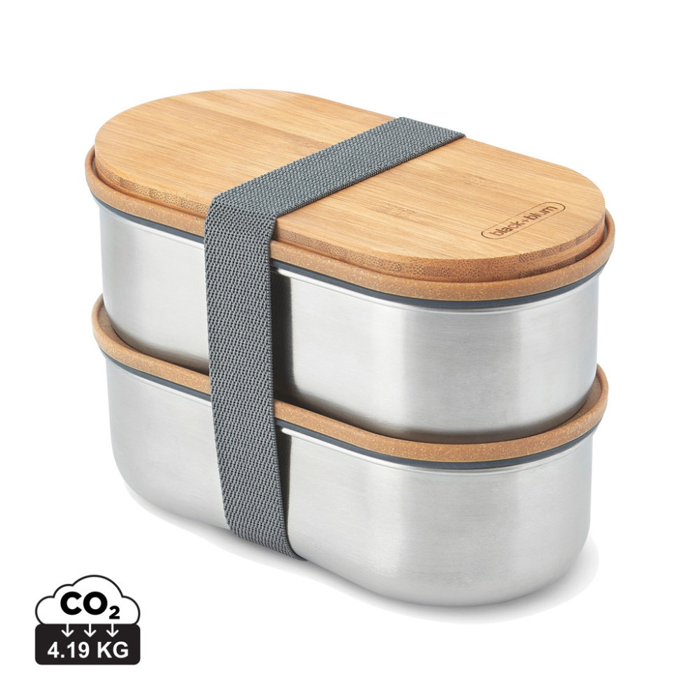 Logotrade reklamprodukter bild: Black+Blum Dubbel Rostfri Bento-låda